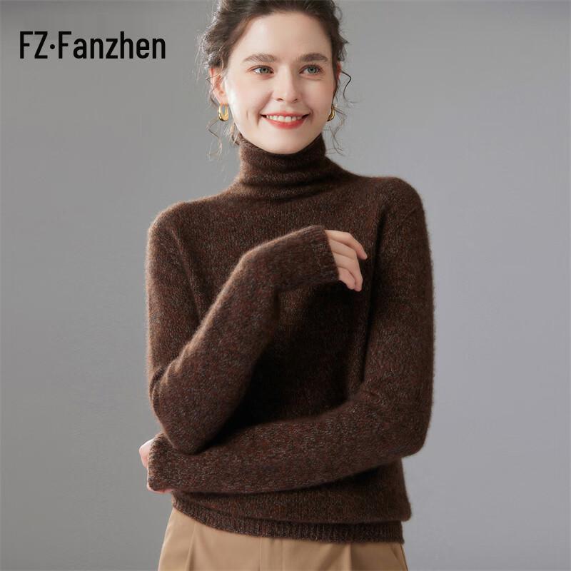 Fanzhen Damen Pullover mit Rollkragen aus dicker Kaschmir-Mischung