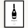 A3 Framed Palme Champagne Bottle Art Stylish Interior Wall French PALMES Black and A3 Poster X 297 Framed Poster, d'Or Poster, Monochrome, Decor,