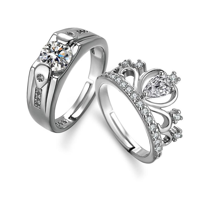 Classic Couple Rings For Men Women CZ Stone Trendy Wedding Lovers' Ring Jewelry Romantic Valentine's Day Present Ring Accessory