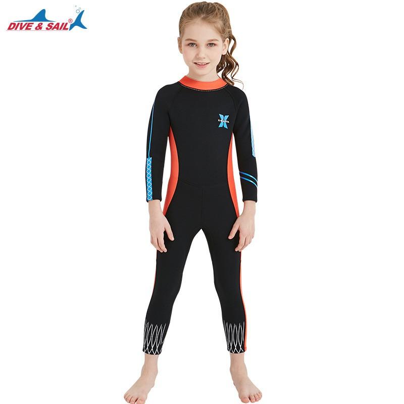 2.5mm Kids Girls Wetsuit Full Body Snorkeling Suit Swimming Diving Warm Water Activities
