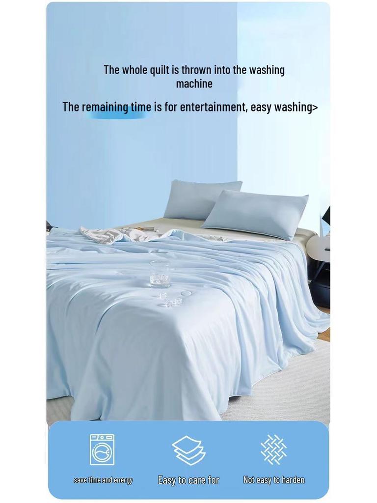 Nylon Cooling Silk Summer Quilt - Ice Cream Black Tech, Machine Washable for Air Conditioning and Dorms
