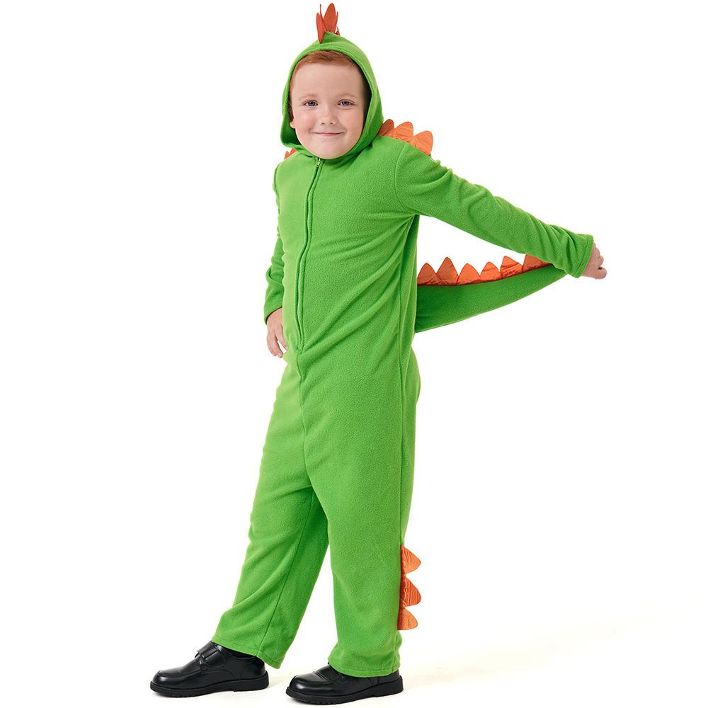 Kids Boys Girls Animals Dinosaur Hooded Jumpsuit Halloween Role Play Dress Up Cosplay Costume