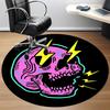 1pc Skull Lightning Office Round Area Rug,  Mat Suitable For Office, Under Office Chairs Bedroom Living Room Home Decor, Room Deco