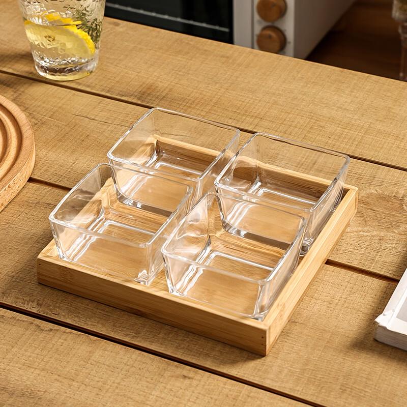Nine-Grid Divided Glass Snack Platter