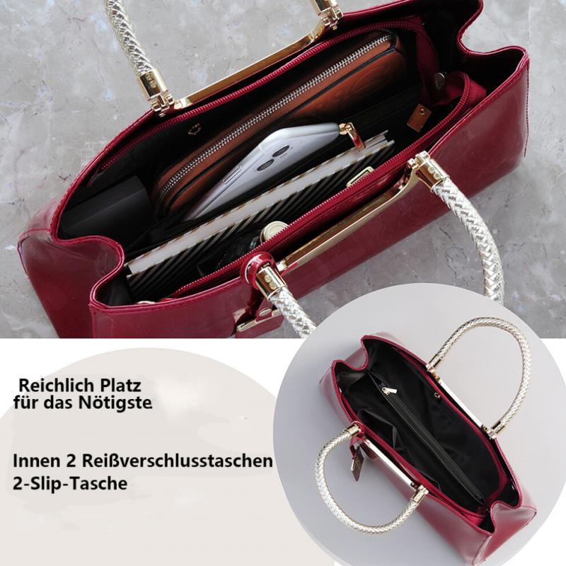 Women's Patent Leather Handbag, Shiny, Structured Bag