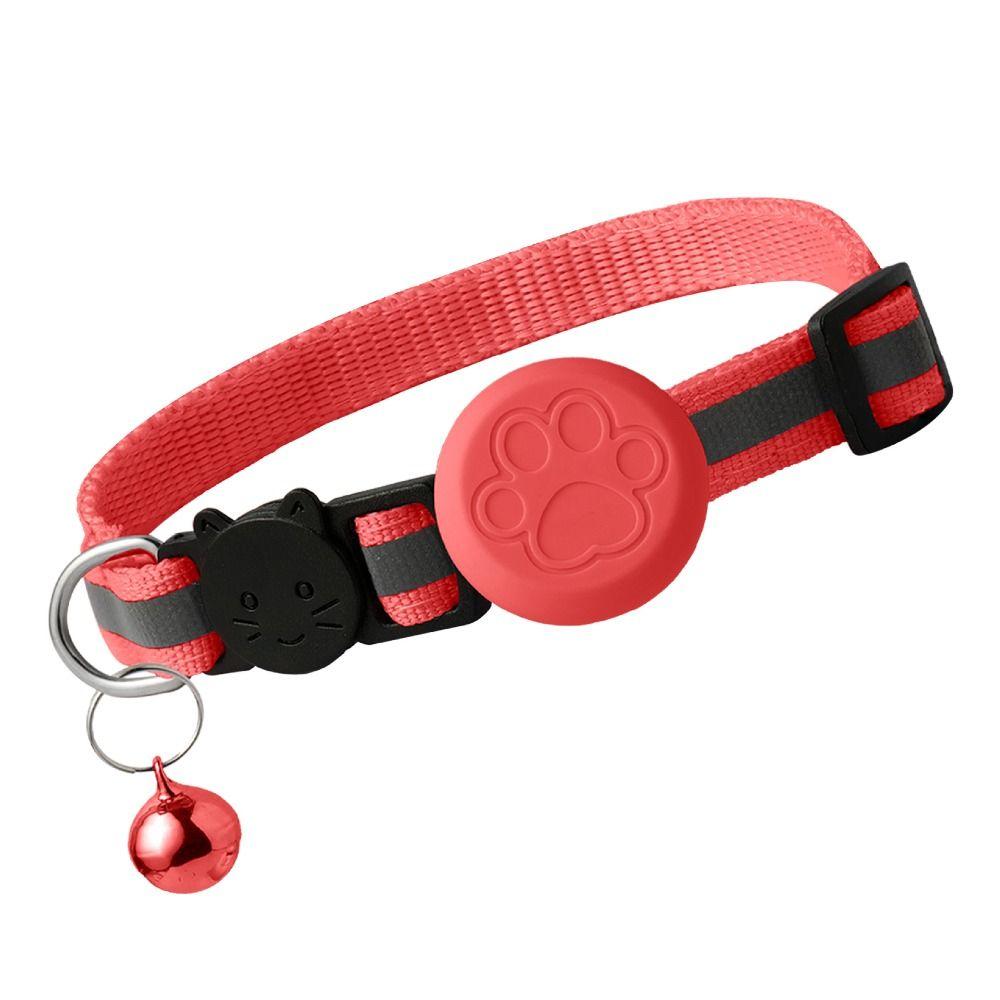 Silicone Protector Pet Collar with Bell Reflective Strip Puppy Collar for AirTag Cat Puppies
