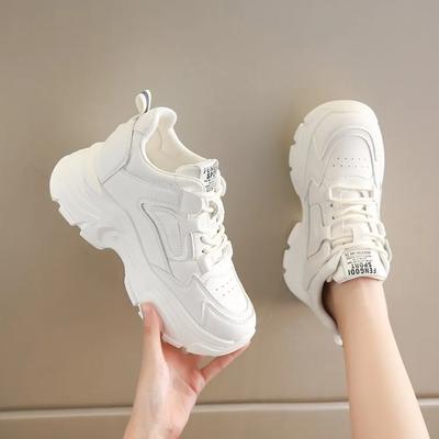 White Platform Women's Sneakers  Thick Bottom Vulcanize Shoes Woman Pu Leather Breathable Sports Shoes Ladies  Spring Autumn