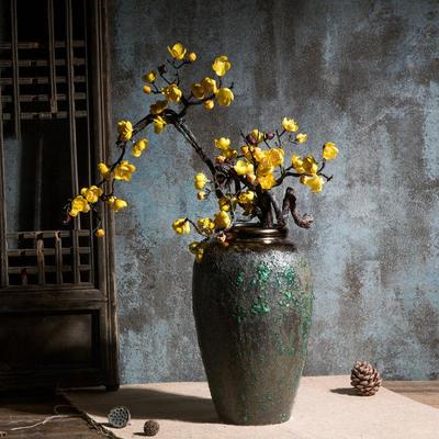 Plum Blossom Artificial Flower Arrangement In Zen Ceramic Vase