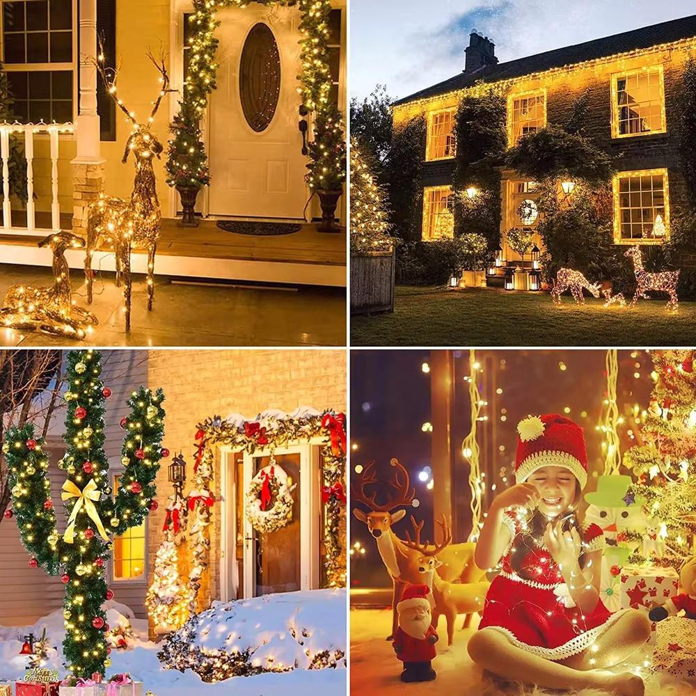 1pc Solar-Powered LED Fairy Lights Waterproof Copper Wire String Lights for Outdoor Garden Christmas Tree, Wedding Camping Decor