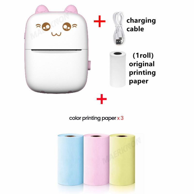 HD Mini Thermal Printer Portable Label Photo Printers Stickers Paper Inkless Wireless Cat Kid Impresora 200dpi Android IOS 57mm