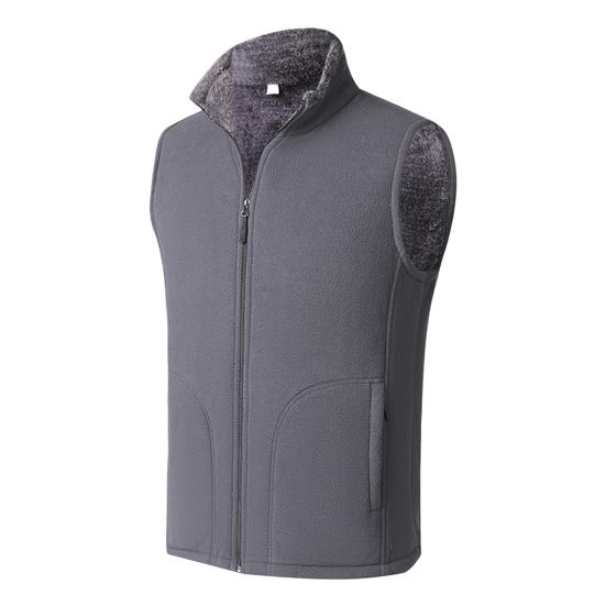 Men Winter Vest Sleeveless Stand Collar Solid Color Fleece Thick Keep Warm Plus Size Neck Protection Winter Waistcoat for Daily Wear