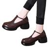 Wasserdichter Tisch mit dicker Sohle, flache kleine Lederschuhe, weiche Lederschuhe mit dickem Absatz, Mary Jane Schuhe, neue Herbstschuhe