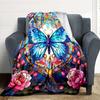 1pc Butterfly StainedGlass Lightweight Flannel Blanket, Comfortable and Warm Blanket, for Office and Camping Sofa Bed, Livingroom171