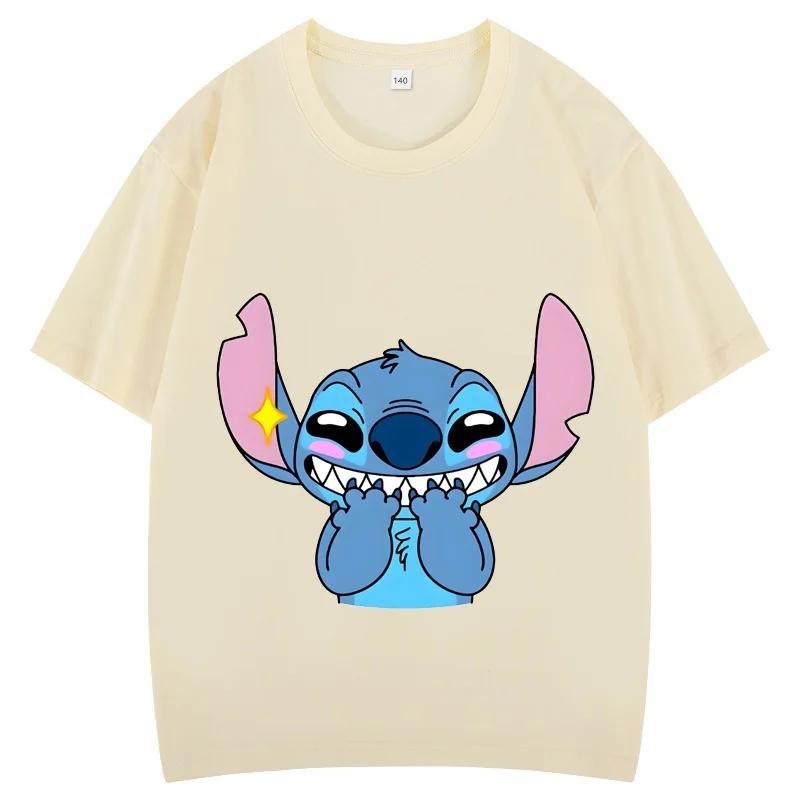 Stitch White T-shirts for Anime Fashion Short Sleeved Shirt Male Female Summer Couple Tops Adults Clothes Gifts Unisex