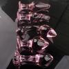 Pink Ribbed Glass Butt Plug Masturbation Sex Toy Explore Ass Play Women Man Gspot Stimulate Orgasmic Lesbian Backdoor Game