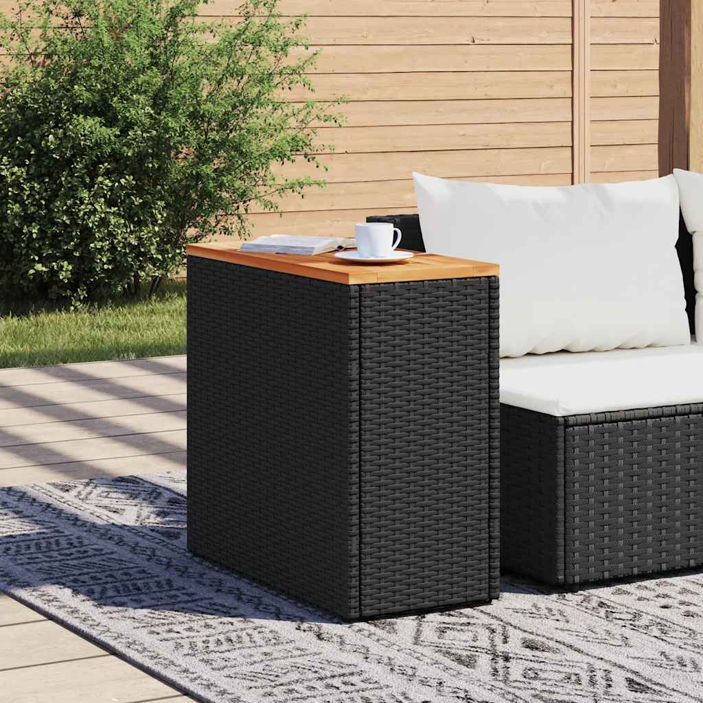 Vidaxl Stolik Ogrodowy Z Drewnianym Blatem, Czarny, 58X27,5X55 Cm