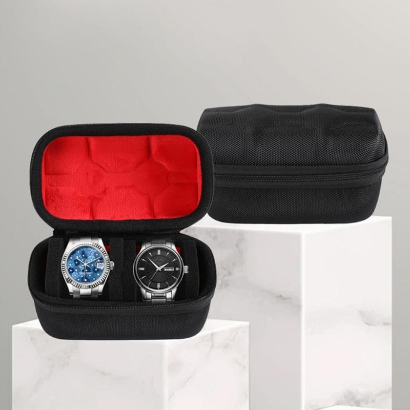 Multifunction 2 Slot Watch Storage Box Holder Case, Travel Organizers With Soft Lining for Wristwear Small Items Jewelry