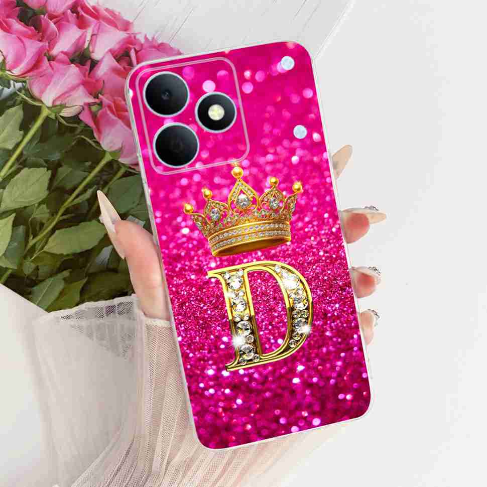 For Realme Note 80 4G RMX5388 Case New Letter Crown A-Z TPU Back Cover For Realme Note80 NOTE 80 4G Phone Protection Cases