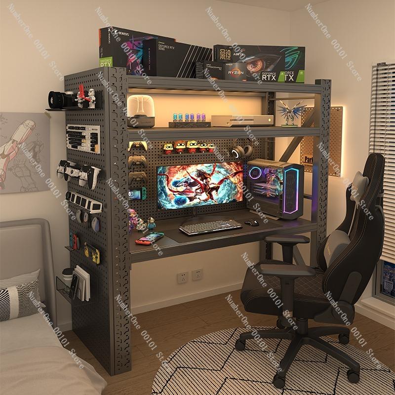 Computer Desk, Desktop, Simple Shelf, Gaming Desk, DIY Multi-Layer Storage Rack, Home Desk with Built-In Storage Solutions