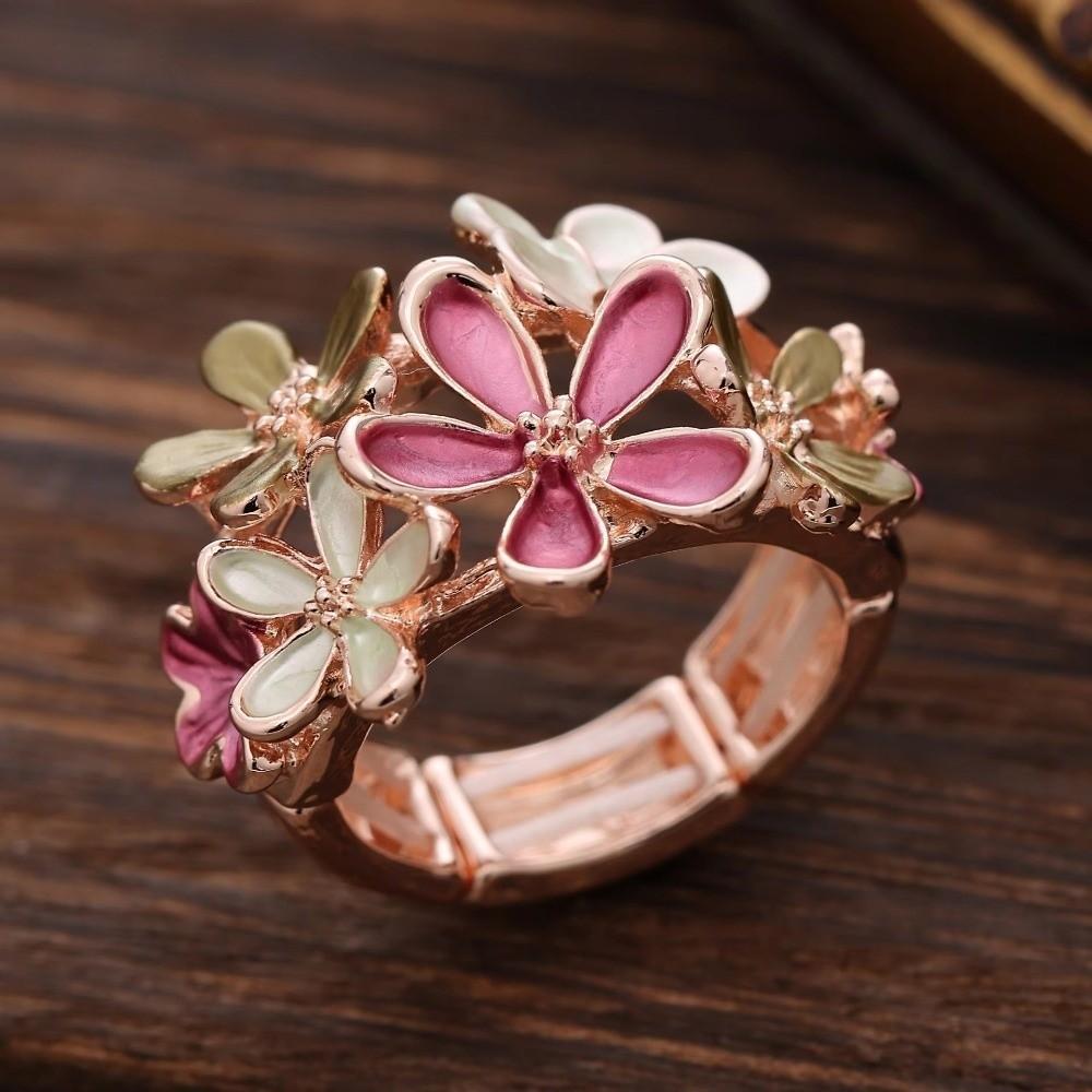 Petal Stretch Ring Multicolor Opening Ring Fashion Flower Ring  Girl