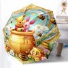 1pc Sturdy 8-Bone Auto Umbrella, Pooh Bear Hammock Pastel Umbrella, Digital Printed, Foldable Umbrella for On-the-Go Outdoor Use