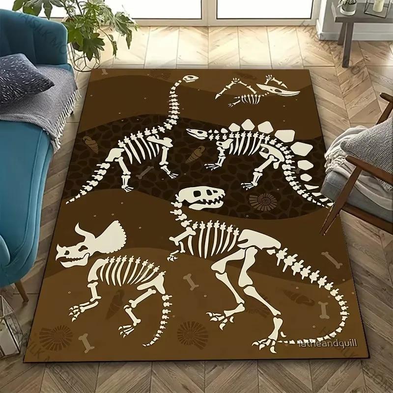 Dinosaur Fossil Theme Carpet Is Suitable for Children's Room Bedroom Living Room Office Durable Non-slip Large Area Mat Soft Rug