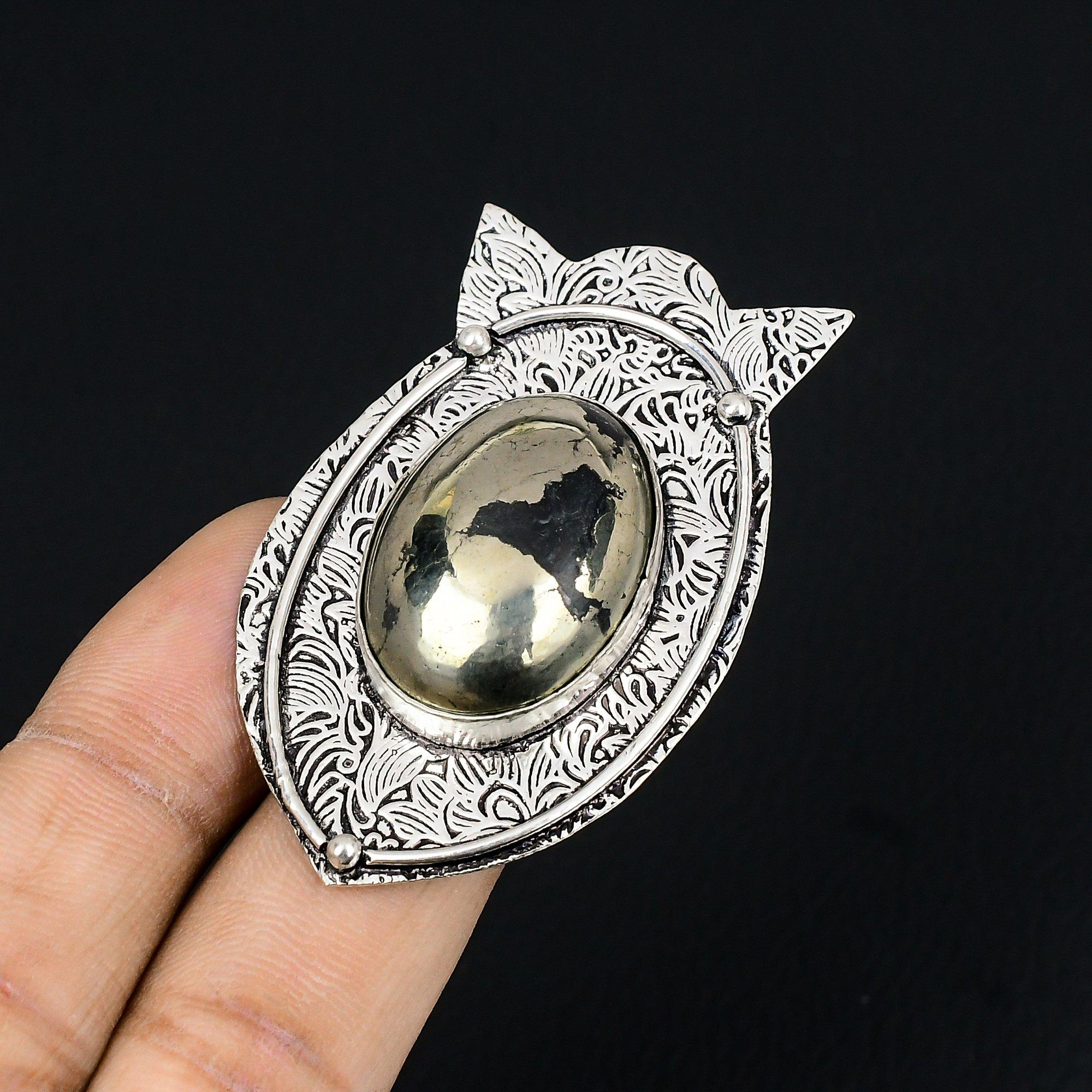 Natural Pyrite Gemstone 925 Sterling Silver Multi Stone Ring Size 6.5 For Women 6.5
