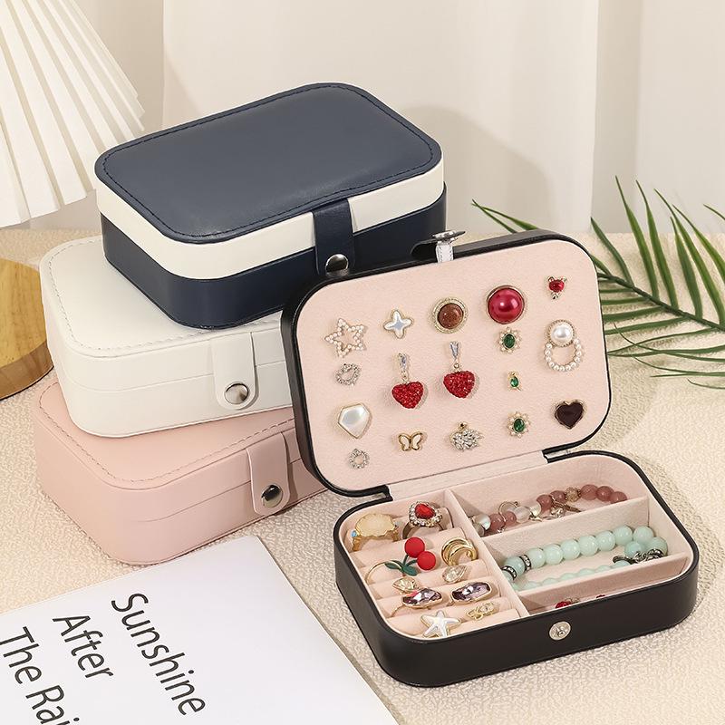 Portable PU Jewelry Box for Earrings, Necklaces, and Rings