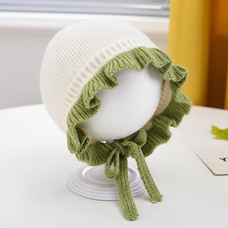 Autumn And Winter Baby Warm Lace Baby Knitted Hat Knitted Thickened Baby Ear Protection Hat Baby Knitted Hat Baby