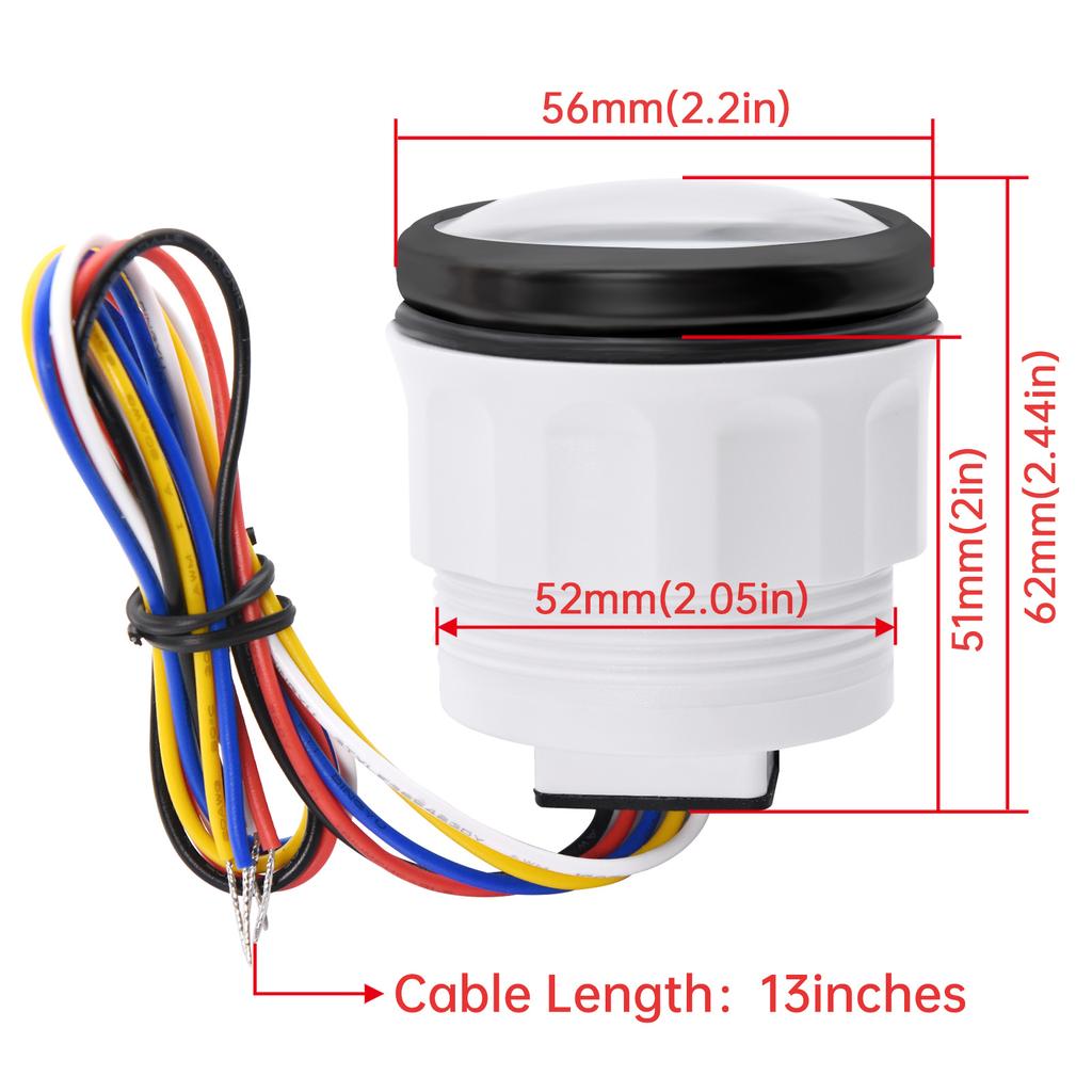 2" 52mm Oil Pressure Gauge Waterproof 7 Color LED Light 0~10 Bar Oil Press Meter + Sensor for Auto Car All Boat Marine 12V 24V