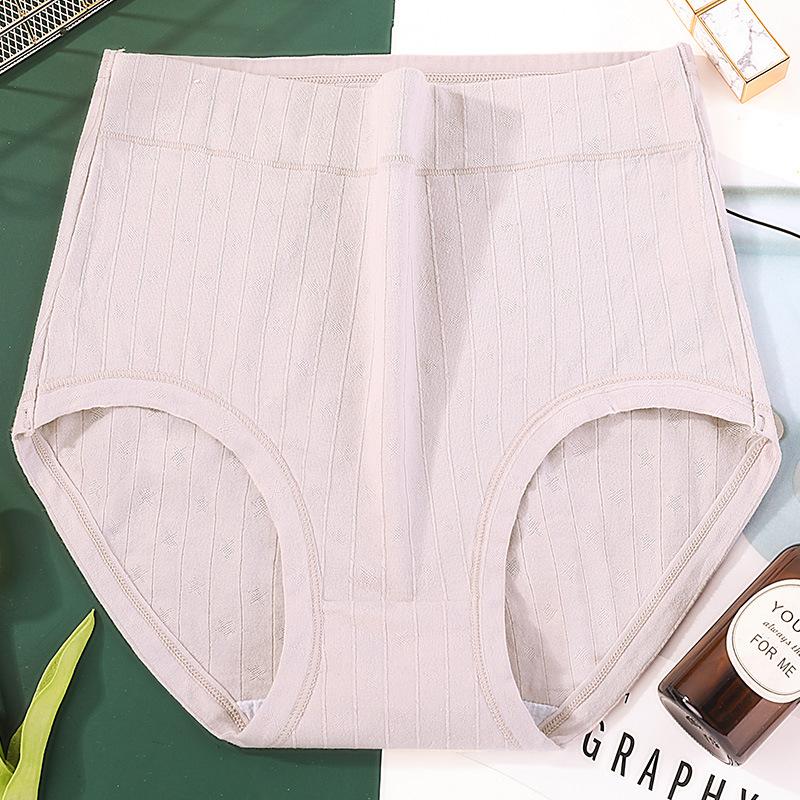 Women's High Waist Plus Size Cotton Underwear Breathable Solid Color Maternity Festival Briefs For Mature Women