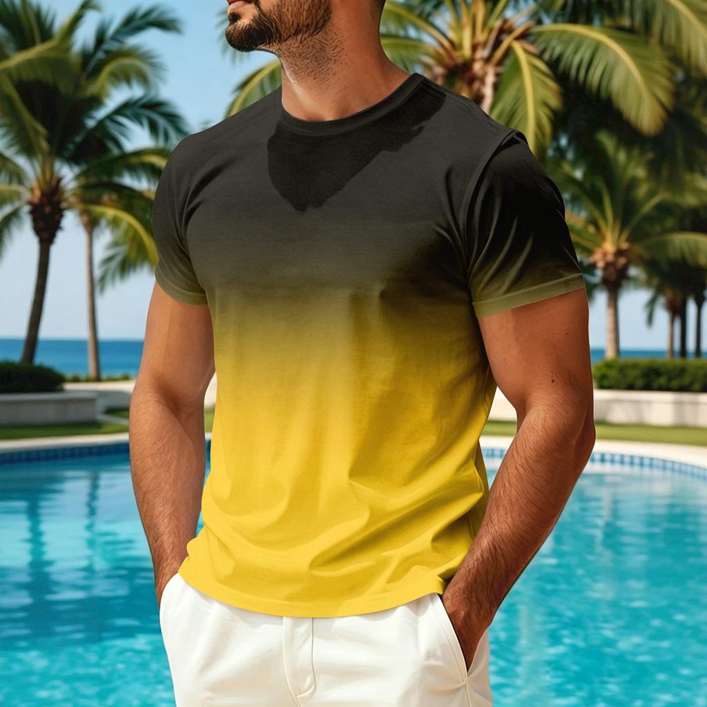 Men's Summer Crew Neck T-Shirt Quick Dry Breathable Lightweight Casual Short Sleeve Shirt for Outdoor Activities and Sun Protection