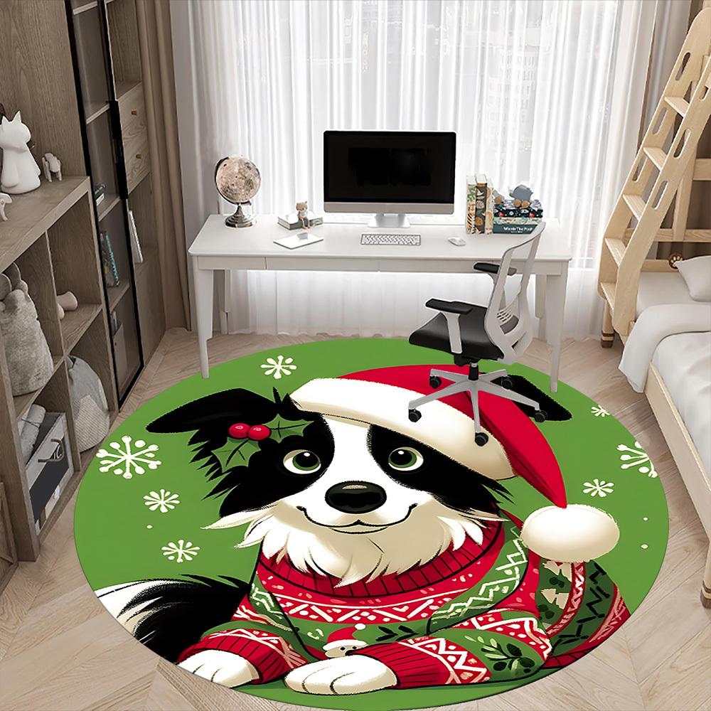 1PC Christmas Pet Office Round Area Rug,  Mat Suitable ForOffice, Under Office Chairs Bedroom Living Room Home Decor, Room Deco