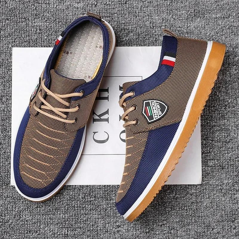Fashion Fashionable Men's Canvas Shoes, Light Sports Shoes, Casual Mesh Breathable Vulcanized Shoes, Fashionable Lace-up Work Shoes2024