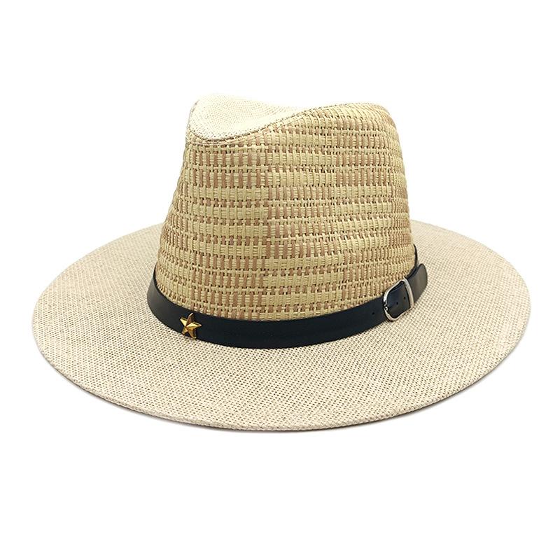 

Панама Летняя Простая Мужская и Женская Широкополая Женская Джазовая Шляпа Классическая Джентльменская Солнцезащитная Шляпа бежевый