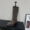 Khaki Pants Tube Boots Knight Boots Women's Boots 2025 Autumn and Winter Vintage Suede Skinny Boots Medium Boots