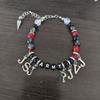 BTS ARMY Beaded Bracelet: K-Pop Bangtan Boys Inspired Jewelry with Member Initial Charms, Black Onyx & Red Crystal Beads, Adjustable Fan Gift