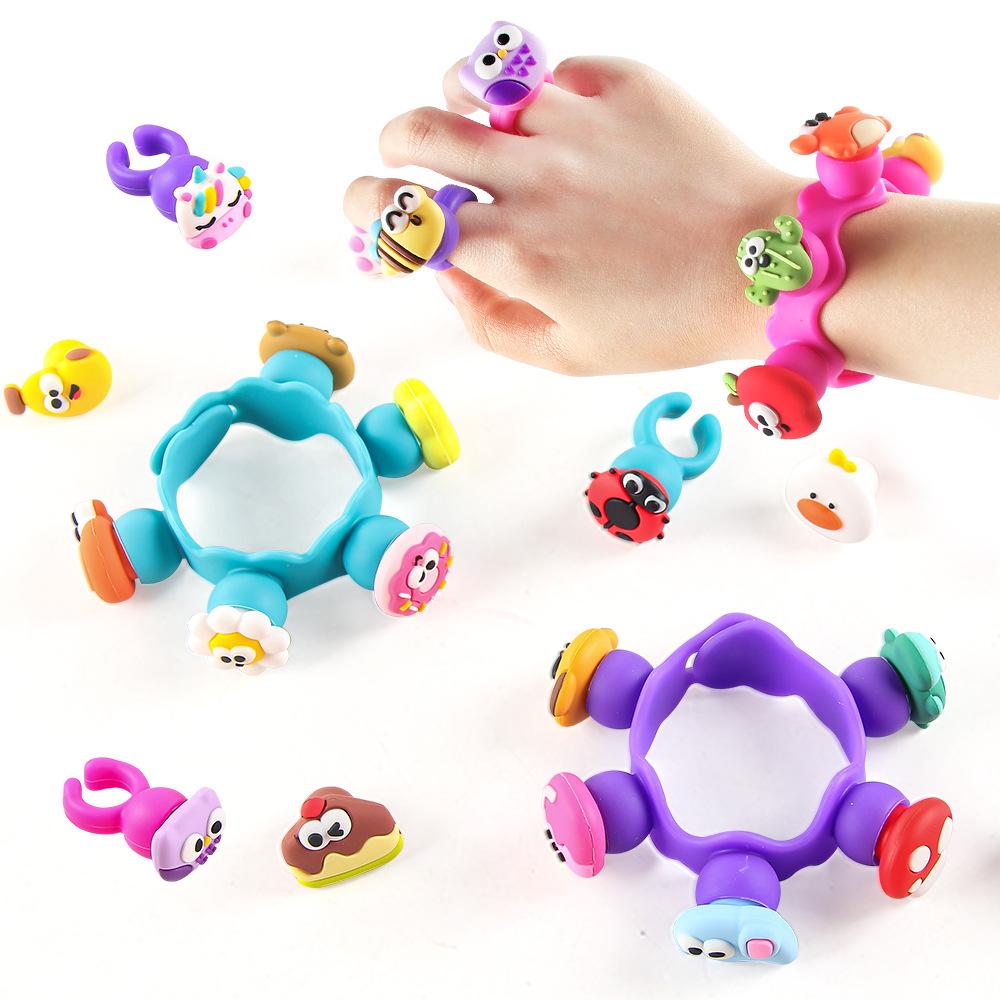 Kids DIY Silicone Bracelet Ring Kit Cartoon Animal Creative Educational Toy Gift for Toddlers