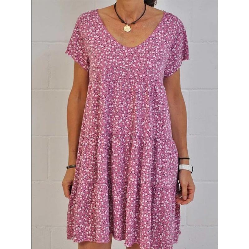 GMXIA Summer Plus Size Women's O-Neck Slim Short Sleeve Dresses