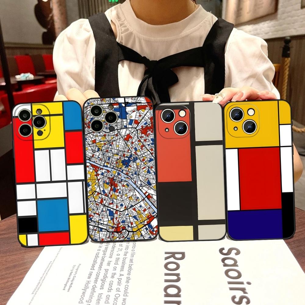 M-Mondrians Phone Case For Iphone 17 Air 15 Pro Max 14 Pro 16 Plus 12 13 11 Xr X Xs 8 7 Plus Back Cover