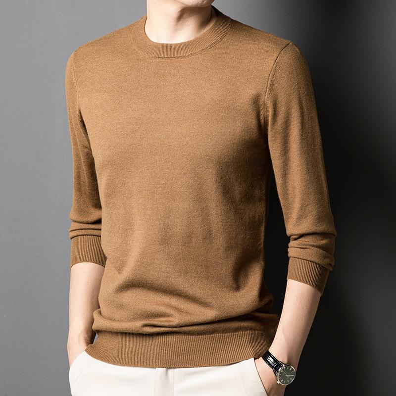 Spring and Autumn Men's Sweater Premium Sense Crew Neck Casual Versatile Business Men's Bottom T-Shirt