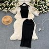 Gonna da donna alla moda estiva, set di canottiere sexy senza maniche, vita alta, slim, lunga, Saya, abiti da donna in due pezzi, vestiti solidi in maglia