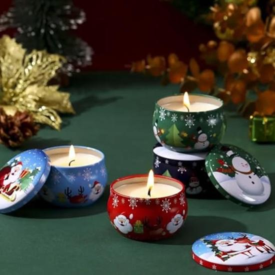 Wax Pack Of 3 Christmas Scented Candles Multi, 5.8 X 3.8 Cm For Relaxation Home Office Living Room Table, Ideal Gift For Christmas Decorations Item