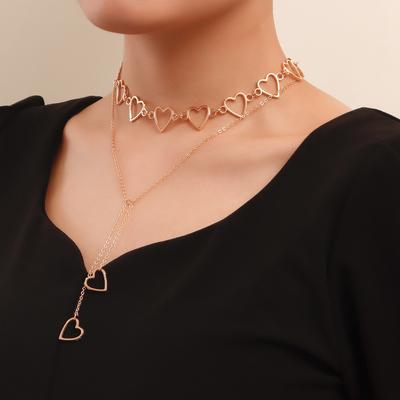 Fashion Hollow Love Long Tassel Peach Heart Necklace Cold Wind Sweater Chain Necklace