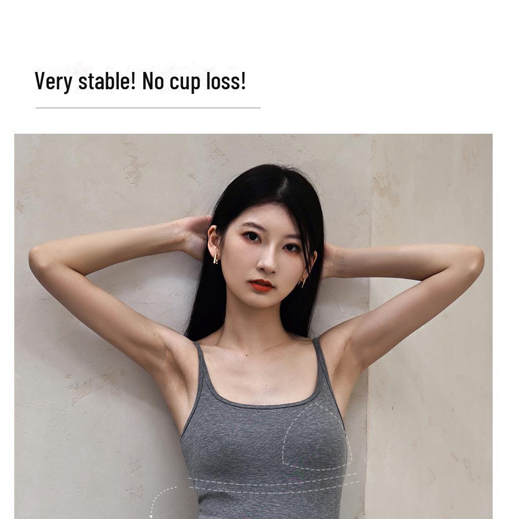 Women's Slim Fit Velvet Camisole with Chest Pad - Square Collar, Sleeveless Top for Autumn/Winter. Perfect as Inner Wear or Outerwear.