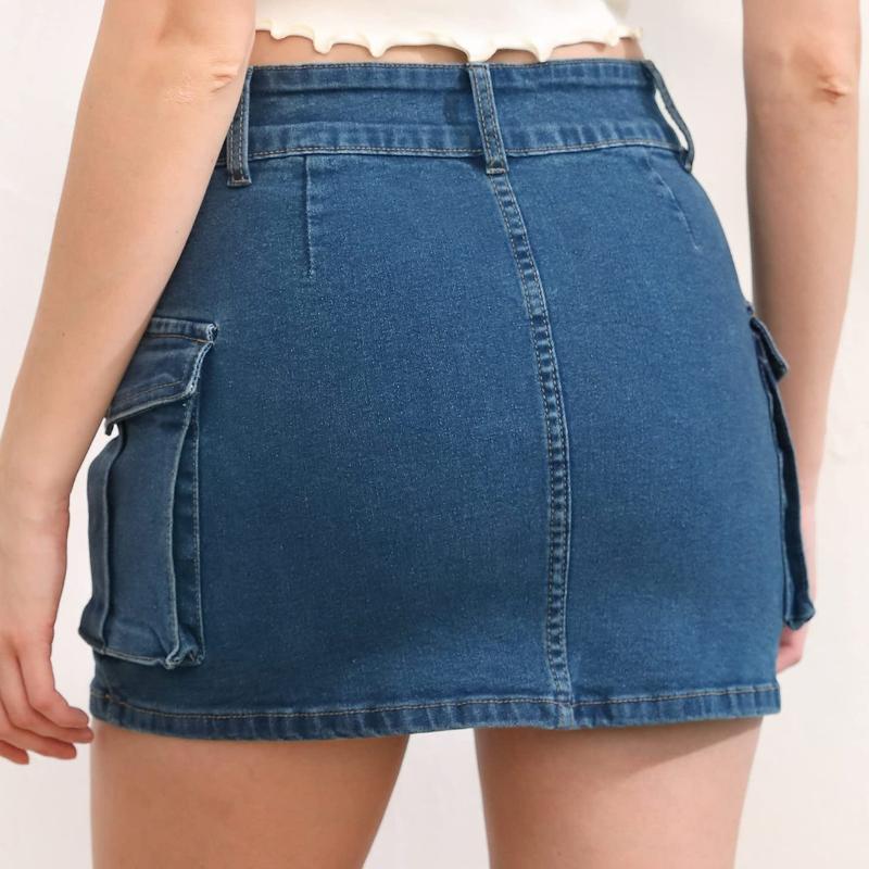 European and American Women's Style Autumn New Street Solid Color Low Waist Slim Hip Skirt Short Skirt