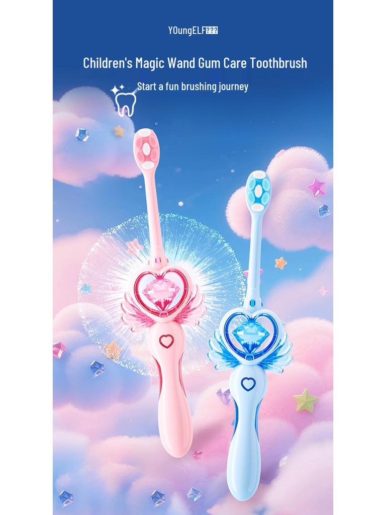 Magic Wand Toothbrush for Kids - Soft Bristles, Fairy Design, Three Colors, Individually Packaged