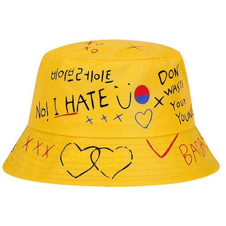 Reversible Graffiti Heart Bucket Hat Small Batch Custom Printed Embroidered Logo Fisherman Hat Stable Supply