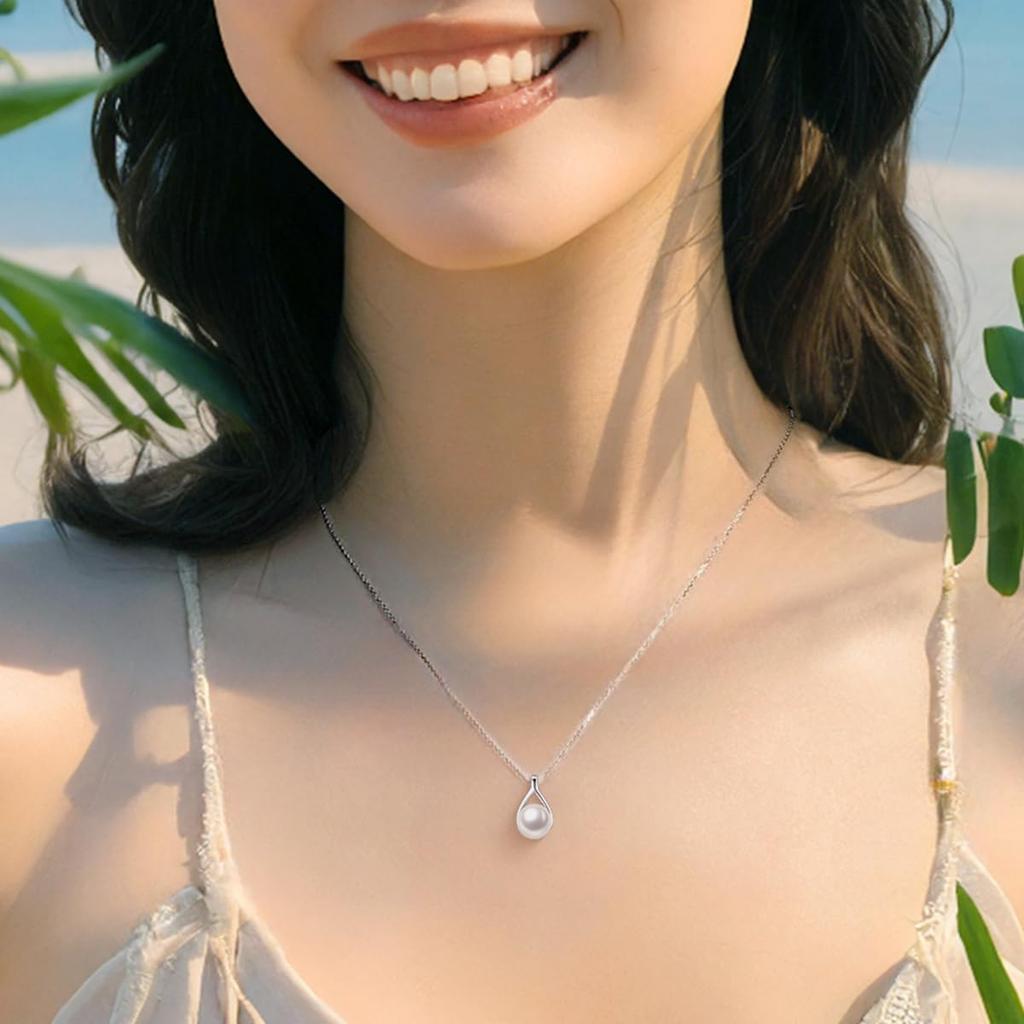 FANCIME Natural Freshwater Pearl Necklace for Single 14K Genuine Pearl Pendant with 14K Silver Natural Perfect Gift for Gift Wrapping Included Women,