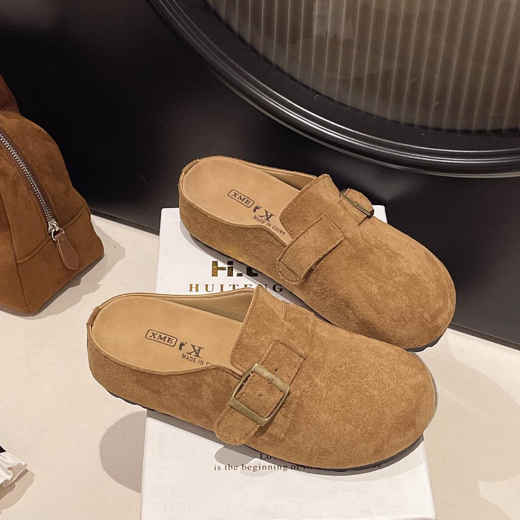 Thick-soled Inner Height-increasing Boken Shoes Women's Outer Wear Bag Head Half Slippers 2025 New Spring and Autumn One-pedal Lazy Slippers